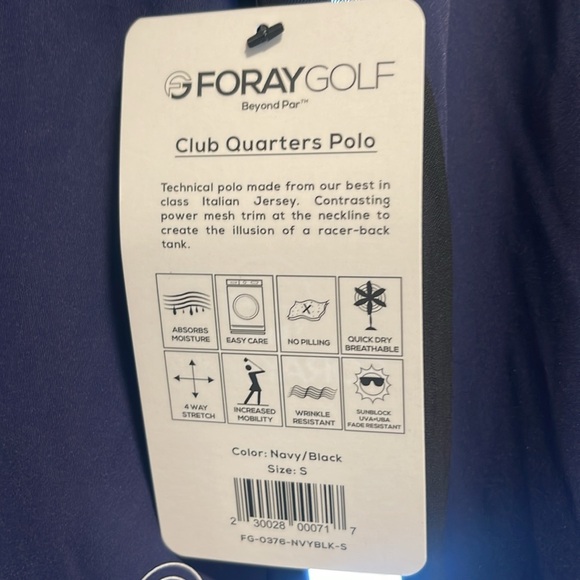 NWT FORAY Golf Long Sleeve Mesh Mix Insert Polo Size S Club Quaters Polo NWT - Picture 2 of 4